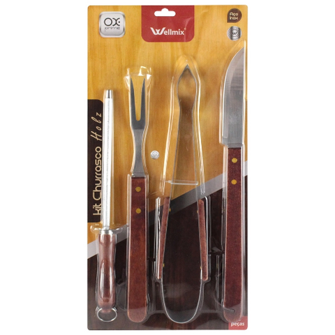 Kit De Churrasco Madeira/Inox Wincy R.IXB03289 (Pais)