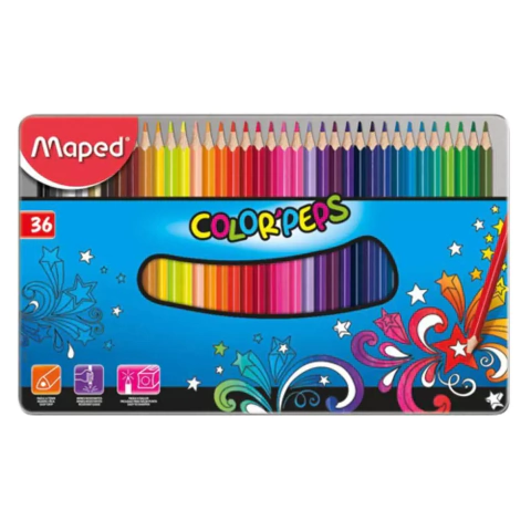 Lápis de Cor Caixa Metal C/36 - Maped
