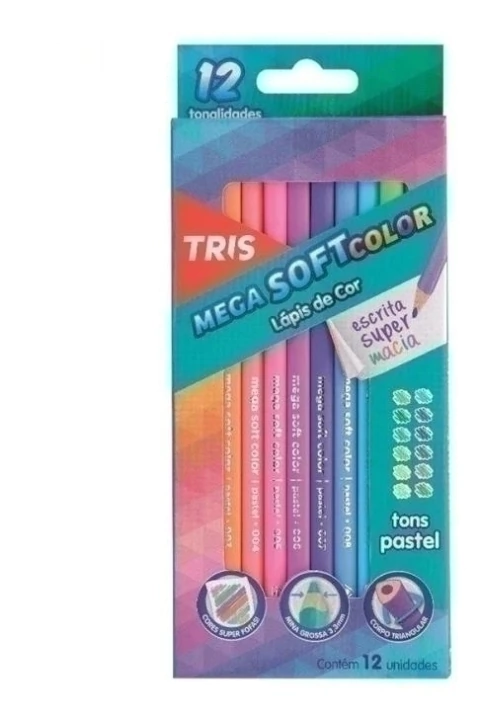 Lápis Cor Mega Soft Pastel C/12 - Tris