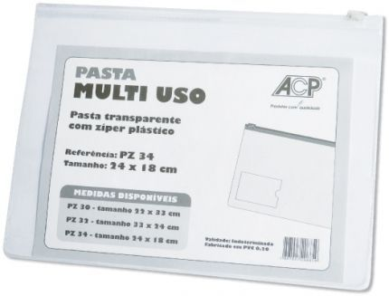 PASTA MULTI USO ACP COM ZIPER 24X18 R.PZ-34