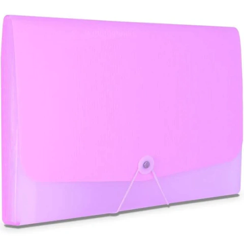 Pasta Sanfonada c/ 12 Divisórias Rosa Pastel Polibras