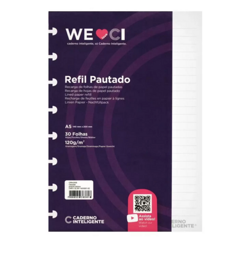 Refil Caderno Inteligente A5 Pautado 50fls