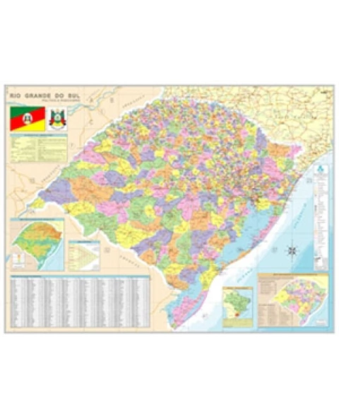 Mapa Laminado Rio Grande do Sul Político e Rodoviário R.515-07