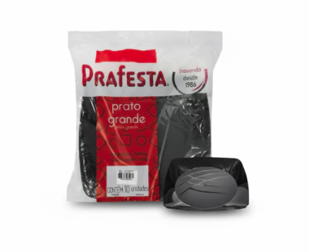 Prato Quadrado G Preto c/10 - Prafesta