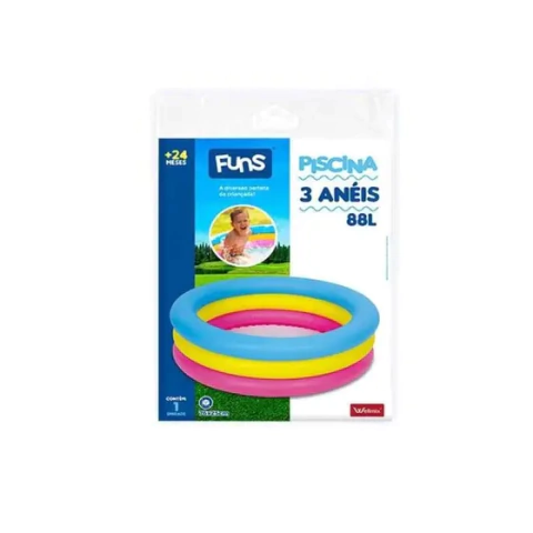 Piscina Inflável Infantil 88L 03 Anéis - Funs