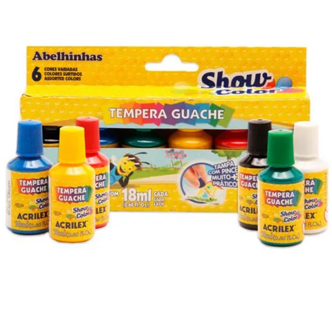 TEMPERA GUACHE 18ML C/6 C PINCEL ACRILEX R.02005