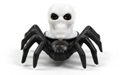 Vela LED Caveira e Aranha Decoração Halloween