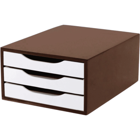 Caixa Arquivo C/3 Gavetas Tabaco C/Branco Souza