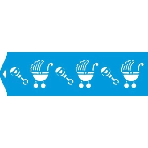 Stencil Carrinho Bebê + Enfeites 2 STE-002