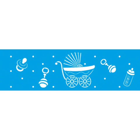 Stencil Carrinho Bebê + Enfeites STE-205 8,4x28,6