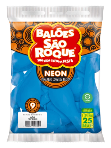 Balão N°9 Neon Azul c/25 São Roque