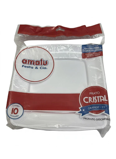 Prato Cristal Quadrado Acrilico c/10 - Amalu