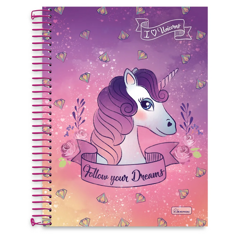 CADERNO 1X1 CD I LOVE UNICORNS 96FLS CADERSIL