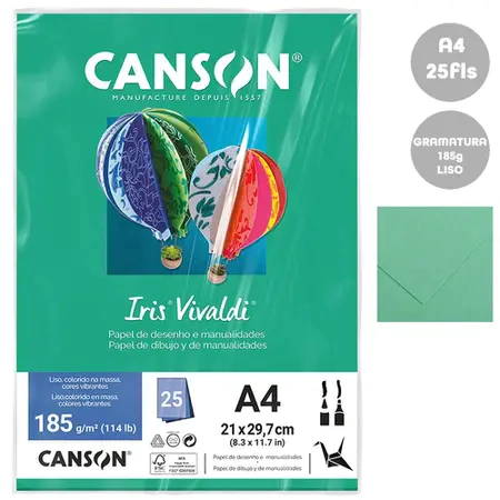 CARTOLINA CANSON 185GR VERDE MENTA A-4 C25FLS