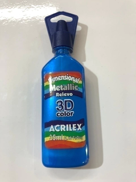 Tinta relevo dimens metallic Acrilex Azul Caribe