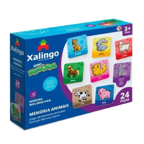 Jogo da Memória 24 Peças Animais - Xalingo