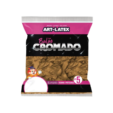 Balão N5 Ouro Cromado c/25 - Art-Latex