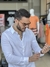 Camisa Calvin Klein Manga Longa Slim Fit CK Bordado Masculino na internet