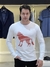 Camiseta Acostamento Manga Longa Double Lobo Frontal Grande Estampado Masculino Branco