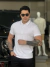 Polo Armani Exchange Friso na Gola Lettering Assinatura Emborrachado com Zíper Masculino Branco
