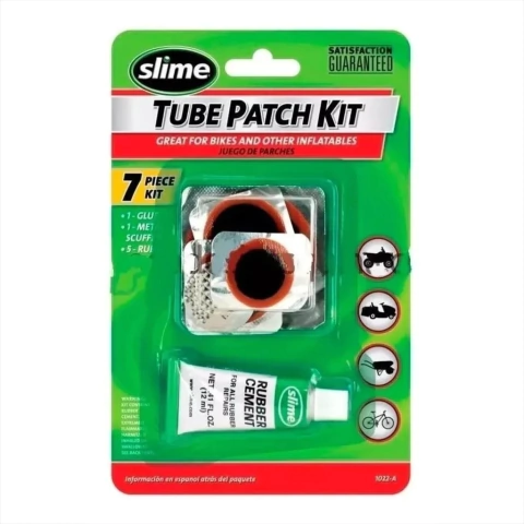 KIT DE PARCHES DE 7 PIEZAS MARCA SLIME PARA BICICLETA O MOTO A1