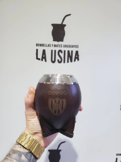 Mate torpedo premium grabado a laser en el cuero virola ACERO - comprar online