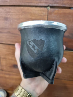 Mate CAMIONERO premium grabado a laser en el cuero virola ACERO - tienda online