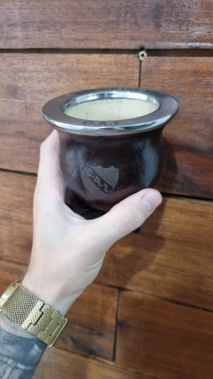 Mate CAMIONERO premium grabado a laser en el cuero virola ACERO en internet