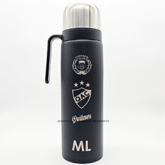 Termo acero inox NEGRO grabado FUTBOL - comprar online