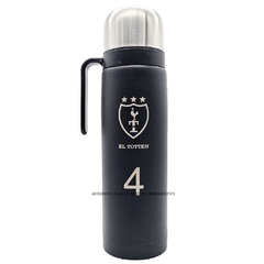 Termo acero inox NEGRO grabado FUTBOL - tienda online