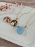 Colar Relicário Lovely Banhado com Aplique Azul e pequeno strass - loja online