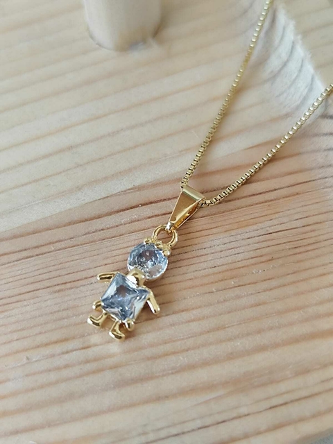 Colar Semijoia - Menino Zircônia Cristal - comprar online