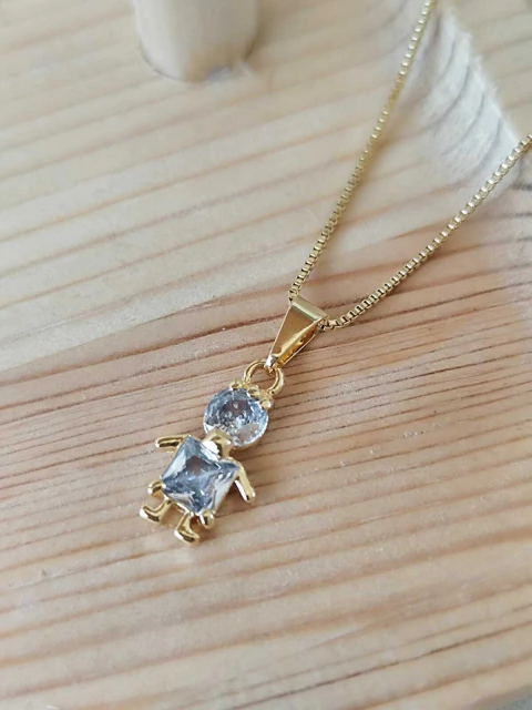 Colar Semijoia - Menino Zircônia Cristal - comprar online