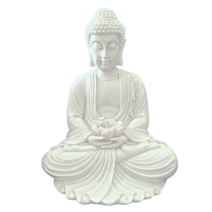 Escultura Buda Sentado Flor Lotus Marmer