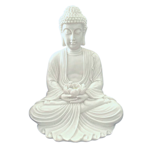 Escultura Buda Sentado Flor Lotus Marmer