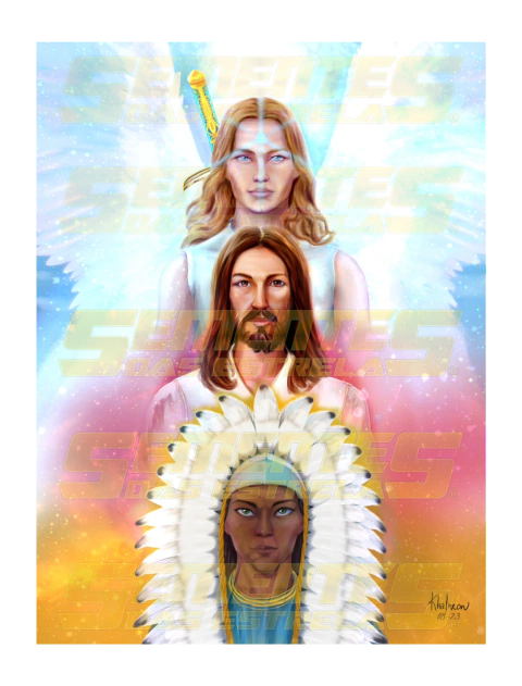 Arcanjo Miguel, Jesus e Pai Seta Branca - Impressão Fotográfica