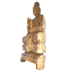 Escultura em Madeira Kuan Yin Sentada Suar 100cm - comprar online