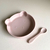 Plato Bear con cuchara de silicona rosa nude - comprar online