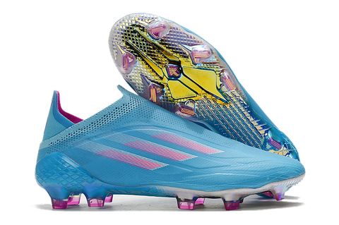 Chuteira Adidas de campo 11 X SPEEDFLOW sem cadarço - azul rose