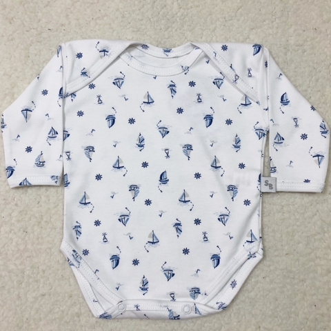 Body manga larga barquitos azules