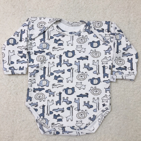 Body manga larga animalitos azules