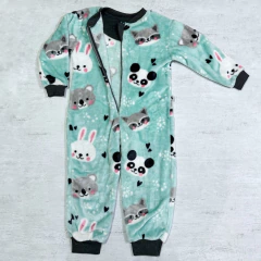 Pijama entero polar soft animalitos verde agua (ÚLTIMO 24M) - comprar online