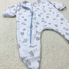 Enterito con pie y cierre animalitos celestes - tienda online