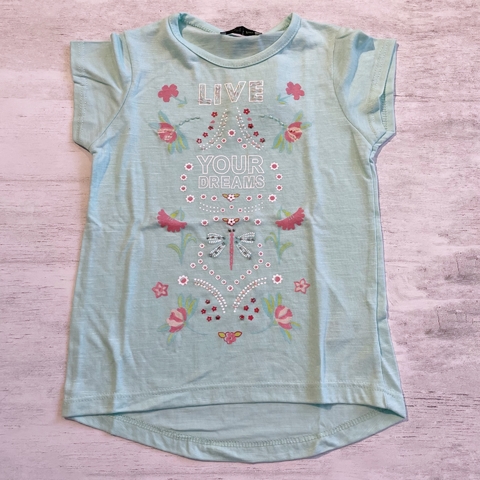 Remera manga corta bordada aqua (ÚLTIMA 24 MESES)
