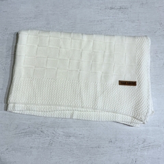 Manta tejida cuadraditos natural - comprar online