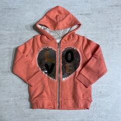 Campera con capucha algodón frisado salmón (ÚLTIMA 12M)