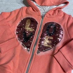 Campera con capucha algodón frisado salmón (ÚLTIMA 12M) - Saque Buraque