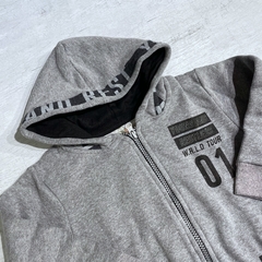 Campera con capucha algodón frisado gris claro (ÚLTIMO 12/24M) - comprar online