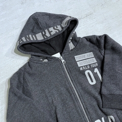 Campera con capucha algodón frisado gris oscuro (ÚLTIMA 9-12M) - comprar online