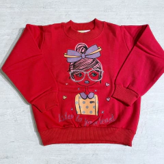 Buzo cuello redondo algodón frisado rojo (ÚLTIMO 24M)
